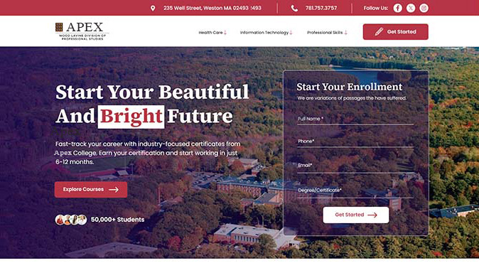Apex College website development