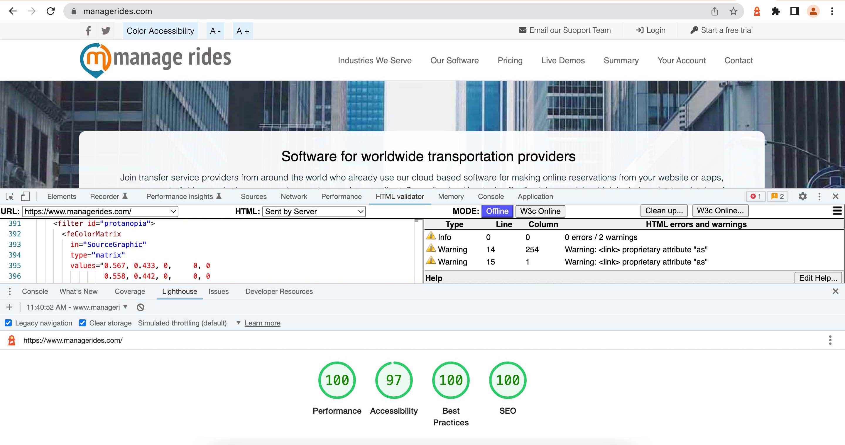 Site audit after optimization - new MRides
