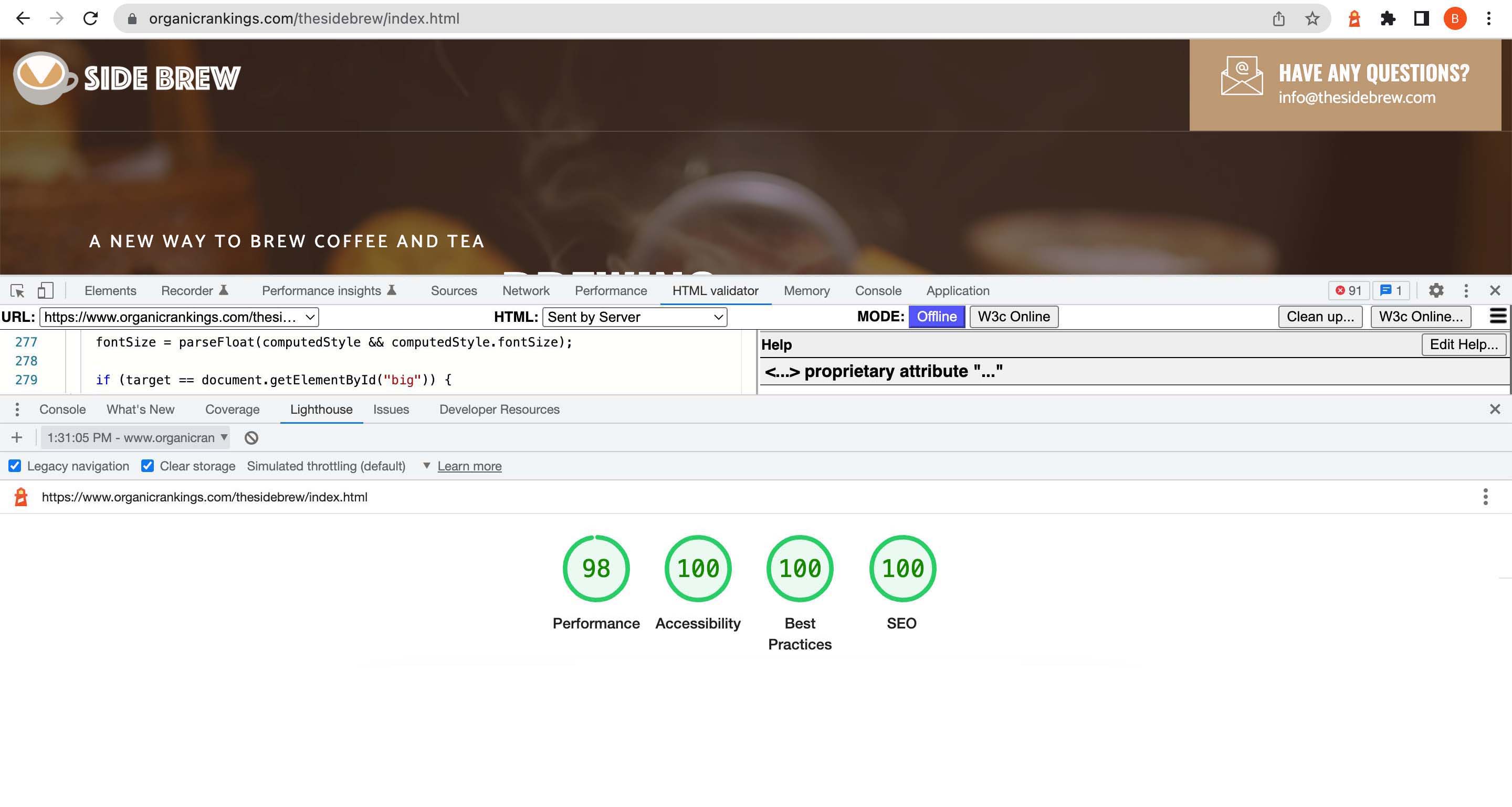 Site audit after optimization - new Sidebrew