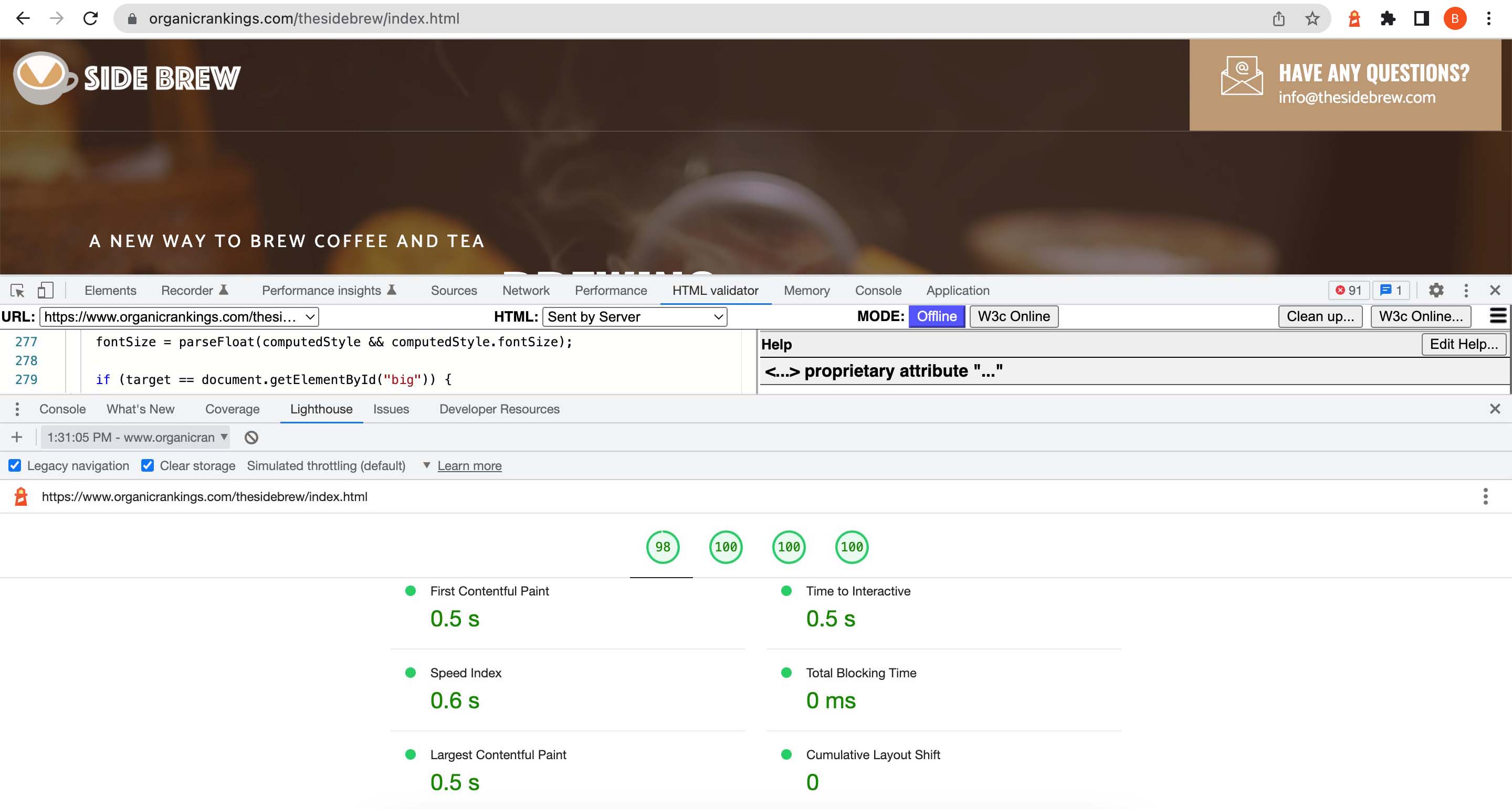 Site audit after metric fixes - new Sidebrew