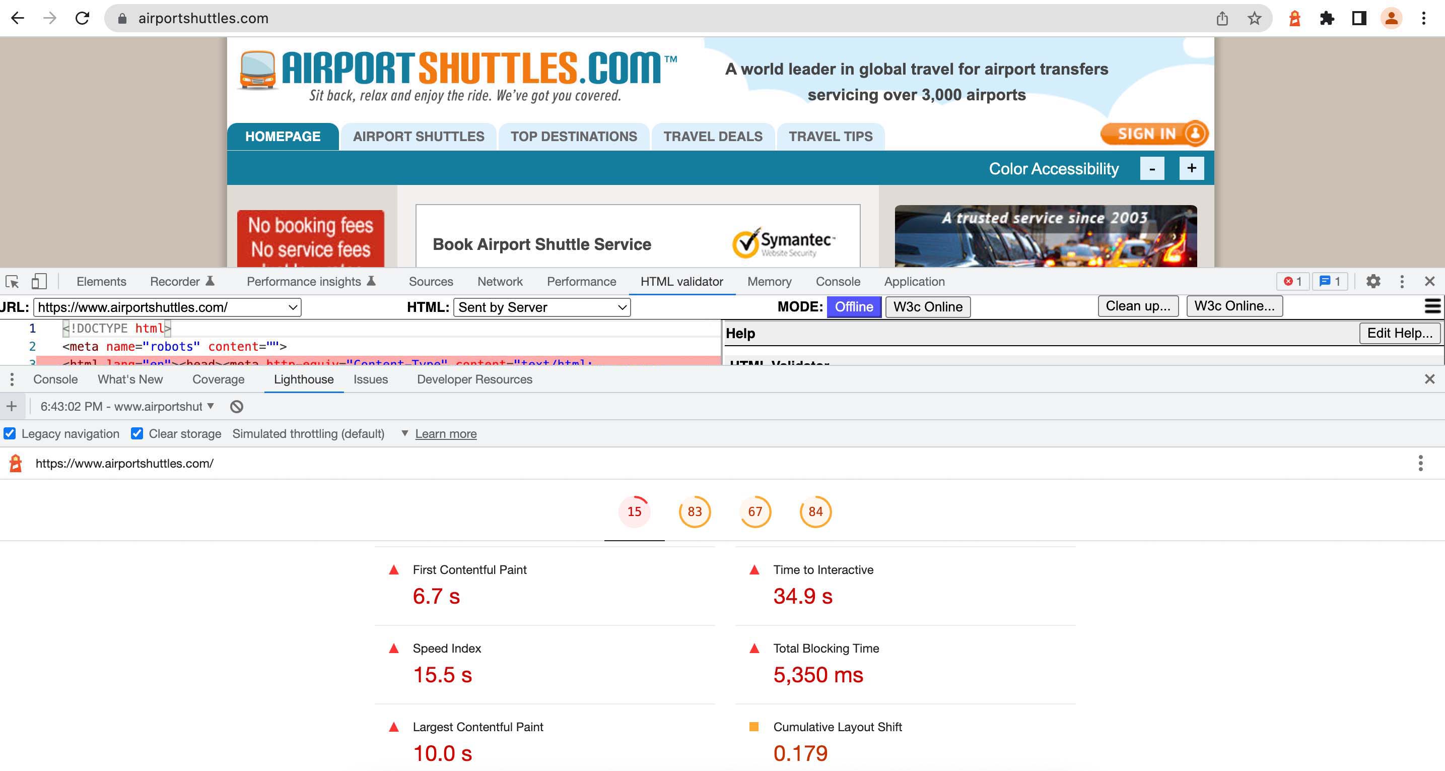 Site audit before metric fixes - old APS