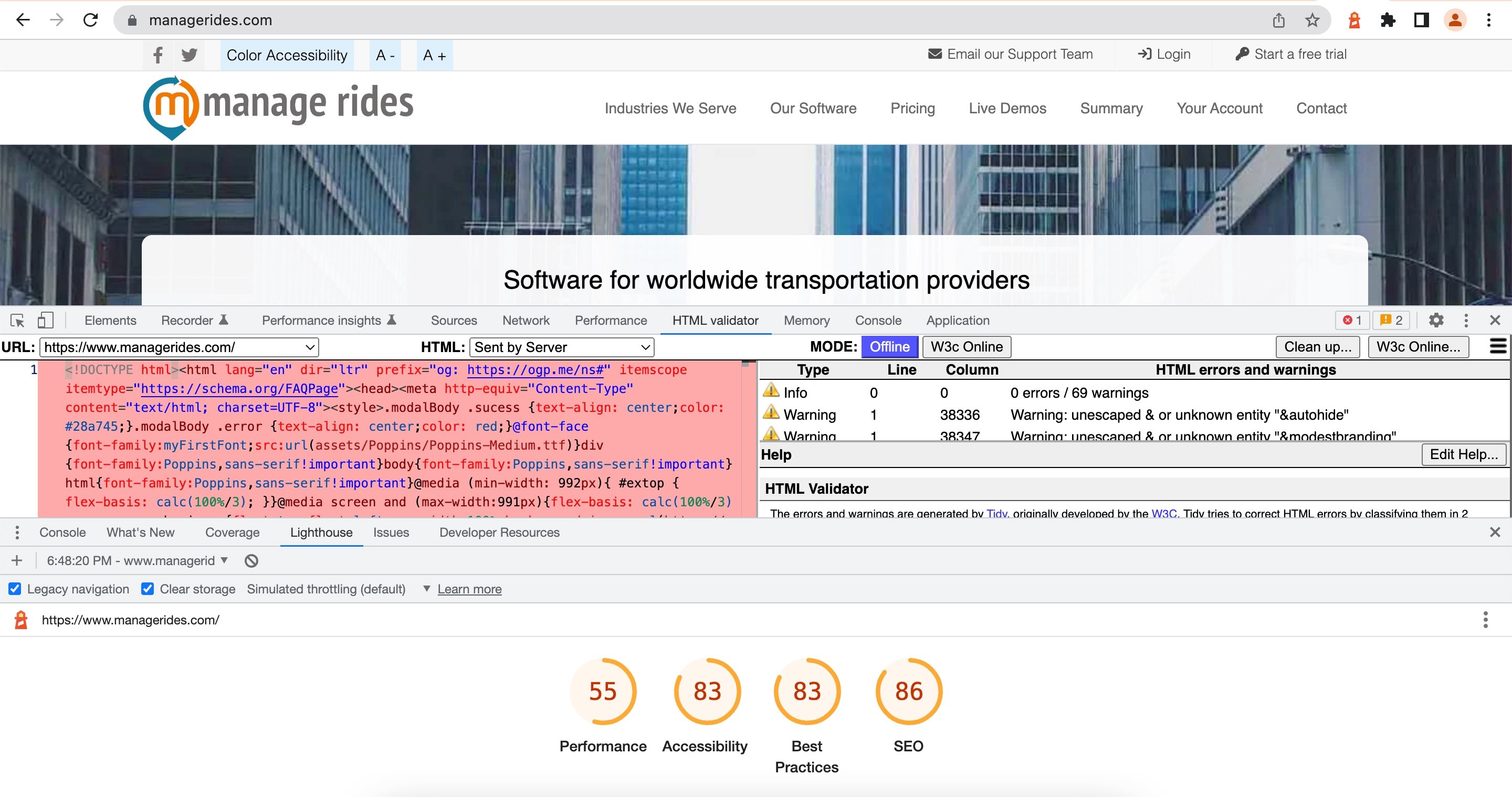 Site audit before optimization - old MRides