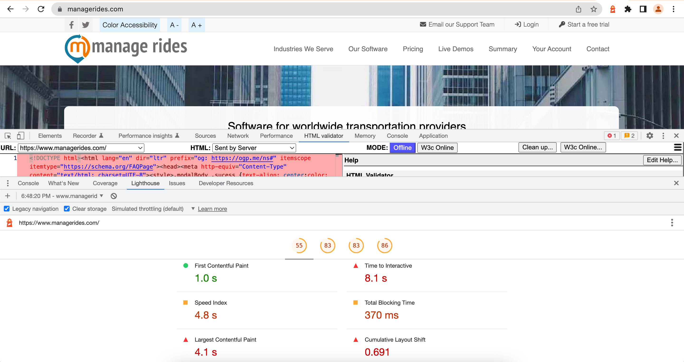 Site audit before metric fixes - old MRides